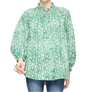 Ro’s‎ Garden Green Reina Ruffle Trim Top Size large